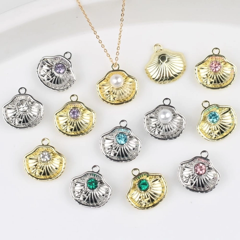 Pendentifs Coquillage en Alliage Incrustés de Strass et Künstliche Perles d'Imitation pour Création de Bijoux DIY Colliers et Bracelets