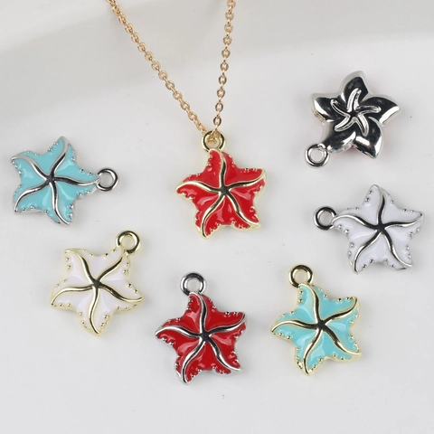 Alloy Starfish Enamel Drip Oil Pendant Charms For DIY Necklace Bracelet Earring Jewelry Making Marine Style Ocean Theme Accessory