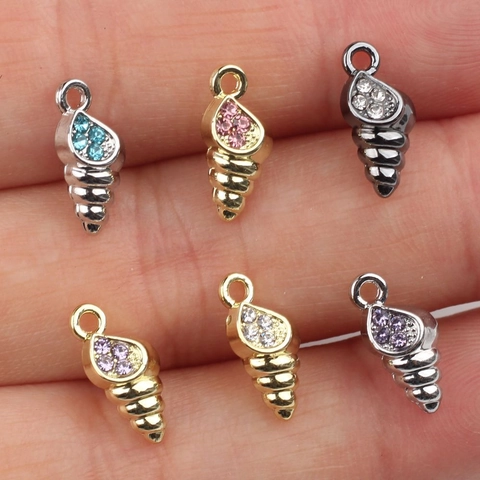 Ciondolo in Lega con Zirconia a Forma di Conchiglia DIY per Collana Braccialetto Orecchini Risultati di Gioielleria Accessori per Gioielli