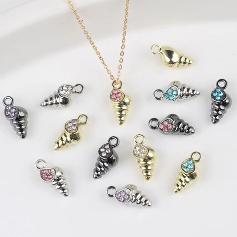 Ciondolo in Lega con Zirconia a Forma di Conchiglia DIY per Collana Braccialetto Orecchini Risultati di Gioielleria Accessori per Gioielli