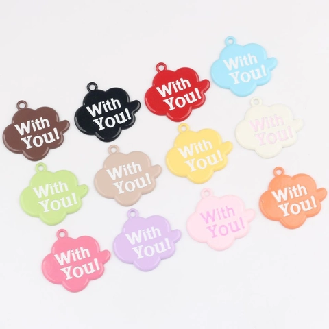 Alloy Enamel Cloud Pendant With Letters Print DIY Jewelry Making Bracelet Necklace Earring Accessories For Women Girls Charms