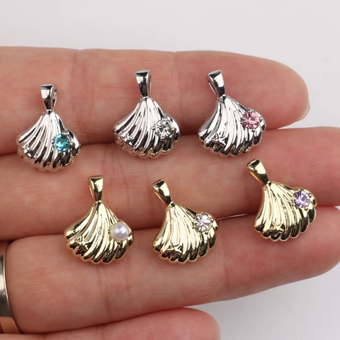 Ciondolo a Conchiglia Marina in Lega Strass Perla Artificiale Intarsiata Ciondoli per Gioielli Fai-da-Te per Creazione di Collane Braccialetti Orecchini