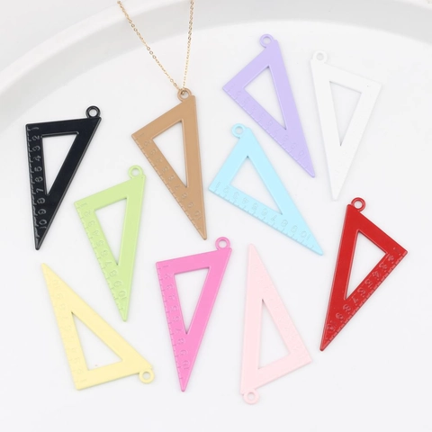 DIY Zinklegering Driehoekige Liniaal Bedels Voor Sieraden Maken Multi Gekleurde Mini Liniaal Hanger Voor Armband Ketting Accessoire