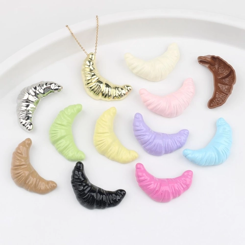 Zinc Alloy Croissant Pendants Simulation Food Bread Charms For DIY Necklace Earrings Jewelry Making Findings Accessories