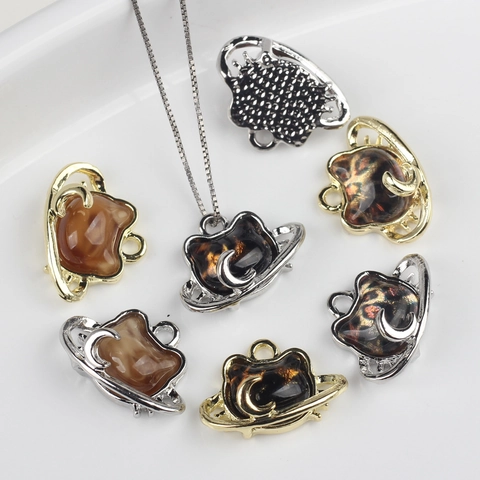 Alloy Resin Cat Head Planet Star Ring Pendants For DIY Necklace Bracelet Earring Jewelry Making Accessories