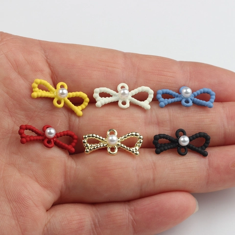 Cuentas Sueltas de Lazo de Aleación Con Perla Artificial y Diamante de Imitación para DIY Pulsera Collar Joyería