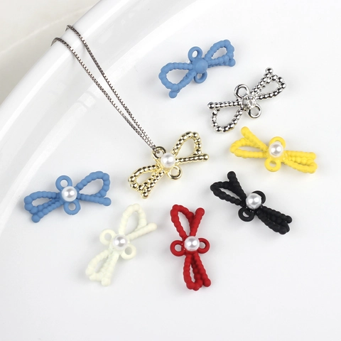 Cuentas Sueltas de Lazo de Aleación Con Perla Artificial y Diamante de Imitación para DIY Pulsera Collar Joyería