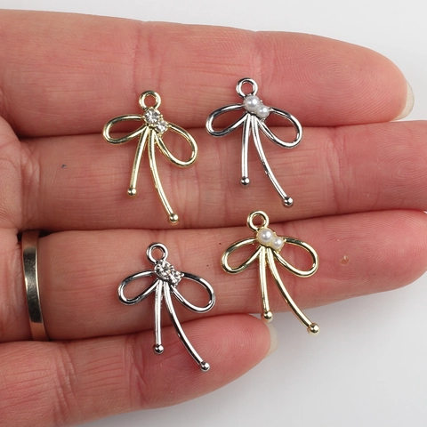 Colgante de Lazo Accesorio de Joyería DIY Aleación de Lazo Con Perla Artificial de Imitación Zirconia para Collar Pulsera Pendientes