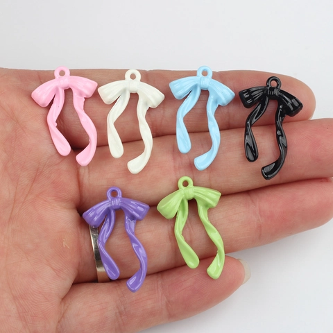 Colorful Zinc Alloy Bowknot Pendants Enameled Ribbon Charms For DIY Necklace Bracelet Earrings Jewelry Making Women Accessories