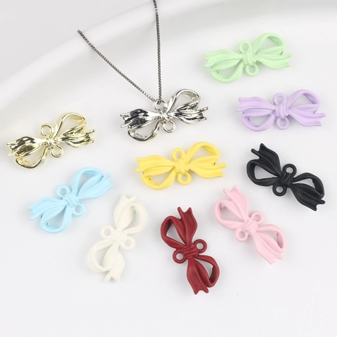 Alloy Bowknot Pendant Connectors For DIY Jewelry Making Necklaces Bracelets Earrings Bow Shape Electroplated Jewelry Findings