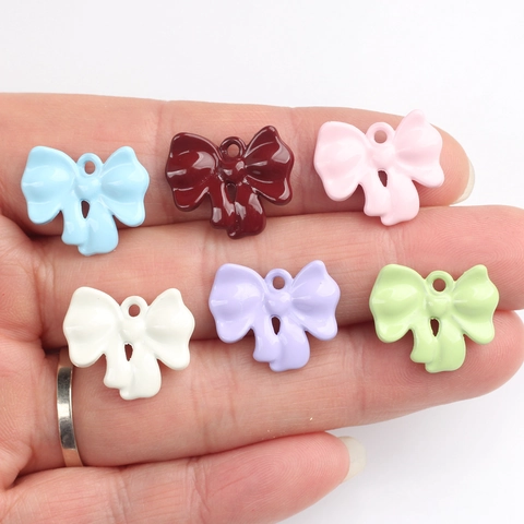 Simple Alloy Enameled Bow Pendant DIY Jewelry Accessory For Necklace Bracelet Making Colorful Sweet Women Girls Decor