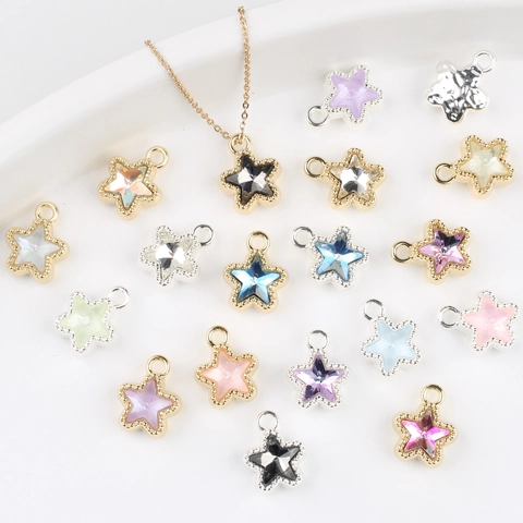 Alloy Zircon Five Pointed Star Pendants For DIY Necklace Bracelet Making Minimalist Pentagram Charms Fashion Jewelry Findings