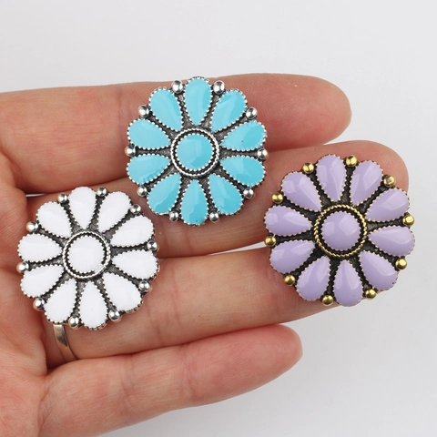 Vintage Alloy Daisy Flower Shank Buttons For DIY Jewelry Making Enamel Decorative Floral Buttons For Clothing Hair Accessories Components