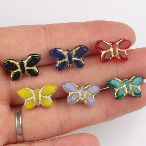 Perles Papillon en Verre Tchèque Rétro Bord Doré Perles en Vrac pour Création de Bijoux DIY Bracelet Collier Accessoires Artisanaux