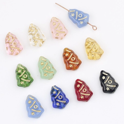 Tschechische Glas Weihnachtsbaum Perlen Vergoldet Doppelseitig Vintage Lose Abstandsperlen Für DIY Schmuckherstellung Armband Haarnadel Material