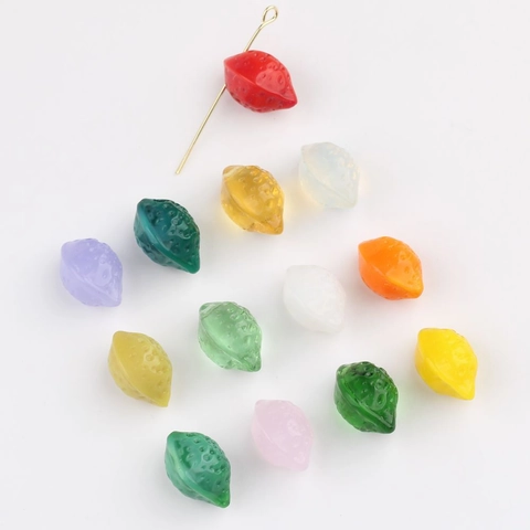 Lemon Shape Glass Beads Painted Lampwork Fruit Spacer Beads For DIY Jewelry Making Earrings Bracelet Necklace Accessories
