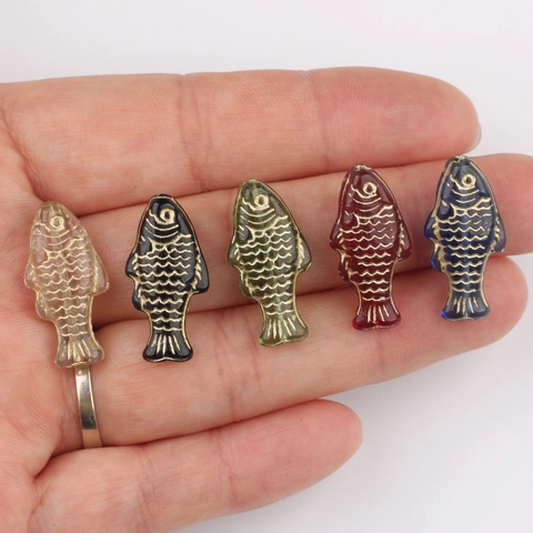 Tschechische Gläserne Handbemalte Vergoldete Kleine Fisch Perlen Fischform Lose Perlen Für DIY Schmuckherstellung Zubehör