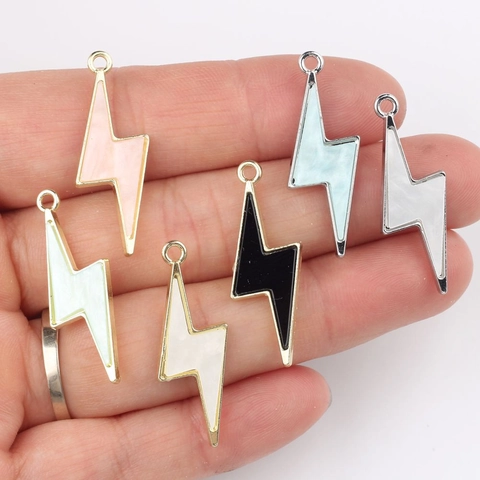 Minimalist Zinc Alloy Lightning Bolt Pendants Drip Oil Enamel Charms For DIY Necklace Bracelet Earrings Making Jewelry Accessories