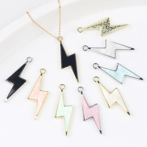 Minimalist Zinc Alloy Lightning Bolt Pendants Drip Oil Enamel Charms For DIY Necklace Bracelet Earrings Making Jewelry Accessories