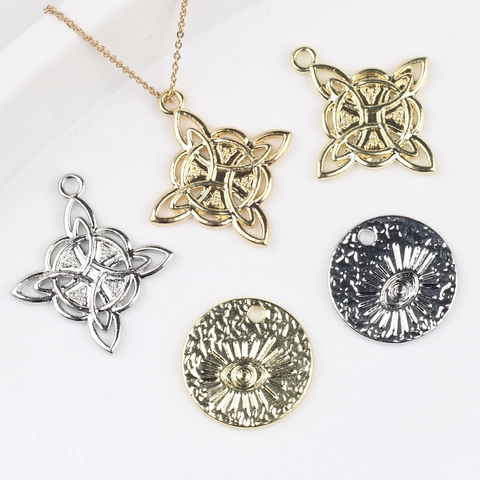 Celtic Knot Star Cross Evil Eye Round Plate Alloy Charms For DIY Necklace Bracelet Earring Jewelry Making Supplies Pendants