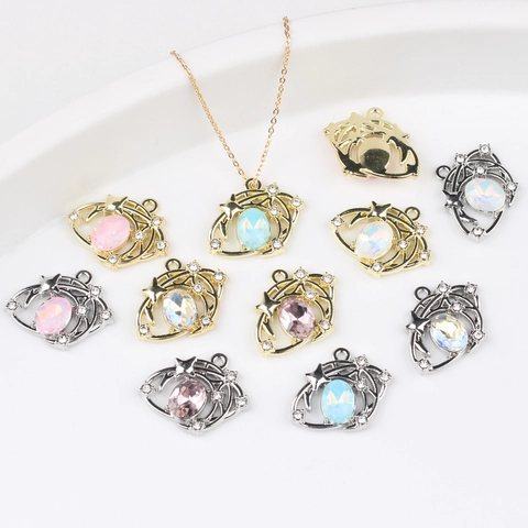 Alloy Rhinestone Starry Sky Pendants For DIY Necklace Bracelet Earrings Accessories Star Moon Celestial Jewelry Findings