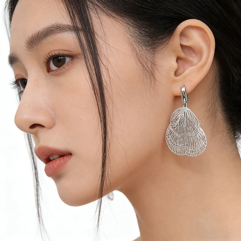 Copper Mosquito Coil Ear Clips Non-pierced Metal Tassel Leaf Design Layered Hollow Out Electroplated Women Fashion Earrings