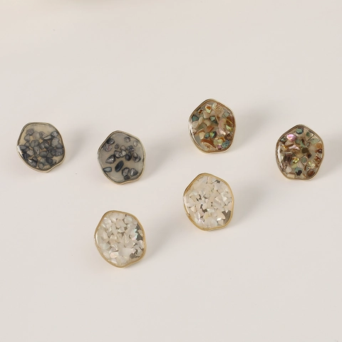 Pendientes de Botón Geométricos Irregulares Con Poste de Plata de Ley 925 Aleación Concha Joyería de Moda Para Mujer