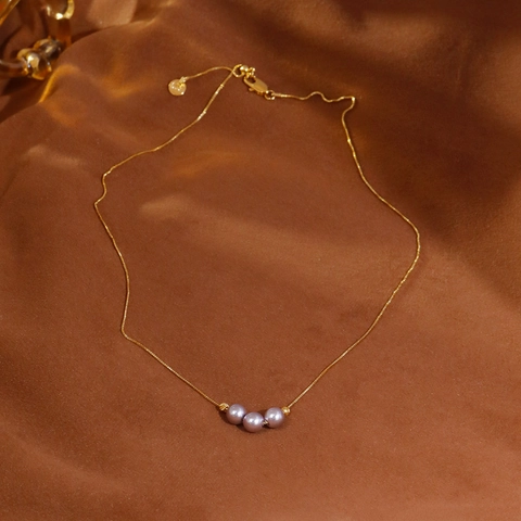 Collar con Colgante de Cobre y Perla Artificial Minimalista para Mujer Cadena de Caja Chapada en Oro 18K Rosa Elegante Choker