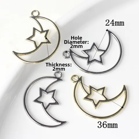 Minimalistische Legierung Ausgehöhlte Mond Stern Anhänger Für DIY Schmuckherstellung Gold Silber Galvanisierte Mond Charms Zubehör
