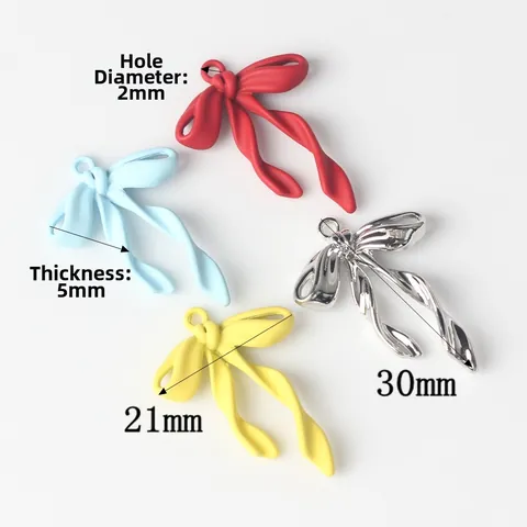 Minimalist Alloy Bowknot Pendant DIY Jewelry Findings For Necklace Bracelet Making Colorful Ribbon Style Metallic Charms