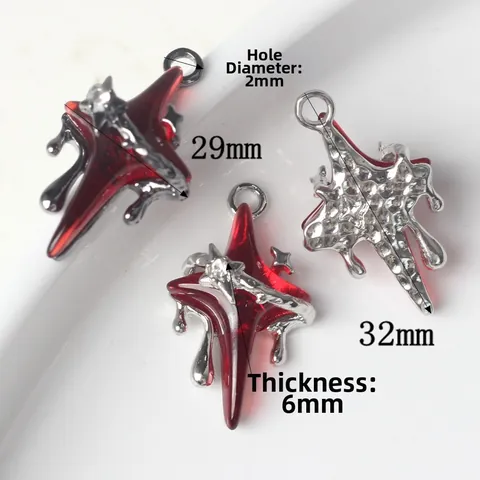 Y2K Gothic Molten Metal Star Cross Pendant For DIY Jewelry Making Alloy Resin Rhinestone Charms For Necklace Bracelet Women