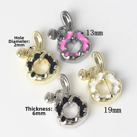 Cartoon Rabbit Donut Alloy Charms Enamel Drip Oil Animal Pendant For DIY Necklace Bracelet Jewelry Making Accessories