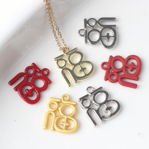 Hollow Chinese Fu Character Alloy Pendant Only Without Chain For DIY Necklace Bracelet Making Lucky Charm Jewelry Findings