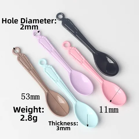 Simple Alloy Colorful Painted Spoon Pendant DIY Necklace Bracelet Jewelry Findings Small Mini Spoon Charms With Hanging Hole