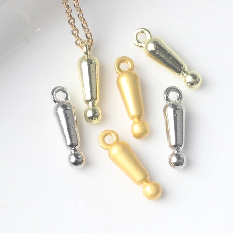 Minimalist Alloy Exclamation Mark Pendants For DIY Necklace Bracelet Making Gold Silver Matte Metal Jewelry Charms