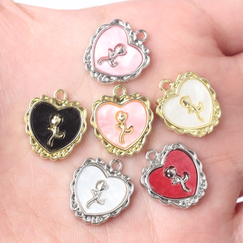 Vintage Alloy Resin Heart Rose Pendants For DIY Jewelry Making Romantic Flower Charms For Necklaces Earrings Handcrafted Accessories
