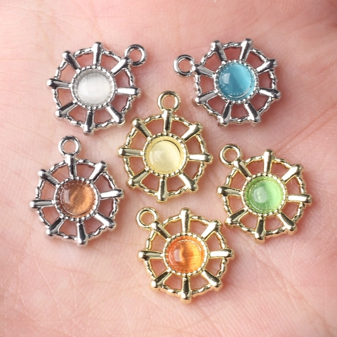 Nautical Sun Rudder Zinc Alloy Resin Pendants For DIY Necklace Bracelet Jewelry Making Handcrafted Accessories