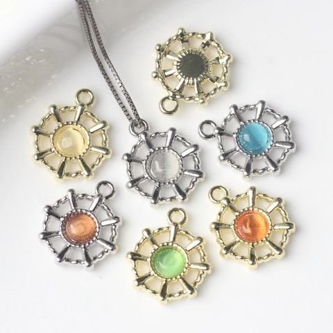 Nautical Sun Rudder Zinc Alloy Resin Pendants For DIY Necklace Bracelet Jewelry Making Handcrafted Accessories