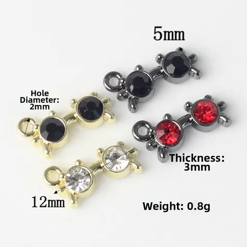 Simple Alloy Glasses Shaped Pendant With Inlaid Zircon Rhinestone DIY Bracelet Necklace Accessory Fashion Jewelry Findings