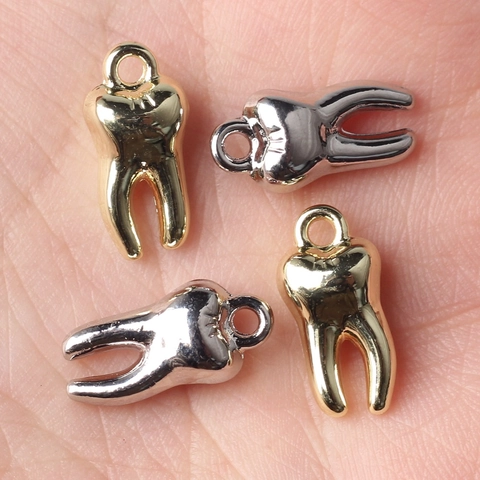 Ciondolo a Forma di Dente in Lega Minimalista Lucido Oro Argento Gioielli Dentali per Creazione Fai da Te Collana Bracciale Accessorio Gioielleria