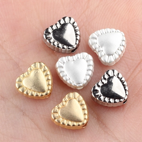 Minimalist Heart Shaped Alloy Loose Beads Scalloped Edge Spacer Beads For DIY Bracelet Necklace Jewelry Making Accessory