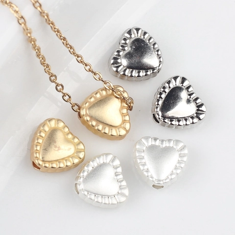 Minimalist Heart Shaped Alloy Loose Beads Scalloped Edge Spacer Beads For DIY Bracelet Necklace Jewelry Making Accessory
