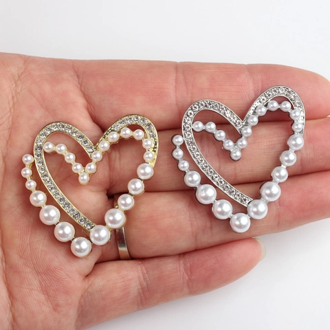 Alloy Heart Shaped Pendants With Faux Artificial Pearl Zircon For DIY Bracelet Necklace Making Elegant Gold Silver Plated Jewelry Finding