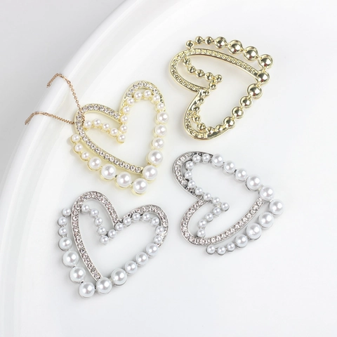 Alloy Heart Shaped Pendants With Faux Artificial Pearl Zircon For DIY Bracelet Necklace Making Elegant Gold Silver Plated Jewelry Finding