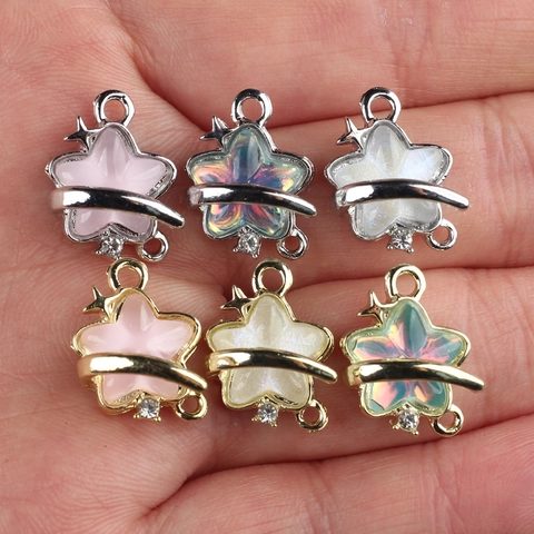 Alloy Star Saturn Planet Connector Charms With Zirconia Resin Inlaid For DIY Jewelry Making Bracelet Necklace Accessory