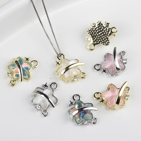 Alloy Star Saturn Planet Connector Charms With Zirconia Resin Inlaid For DIY Jewelry Making Bracelet Necklace Accessory