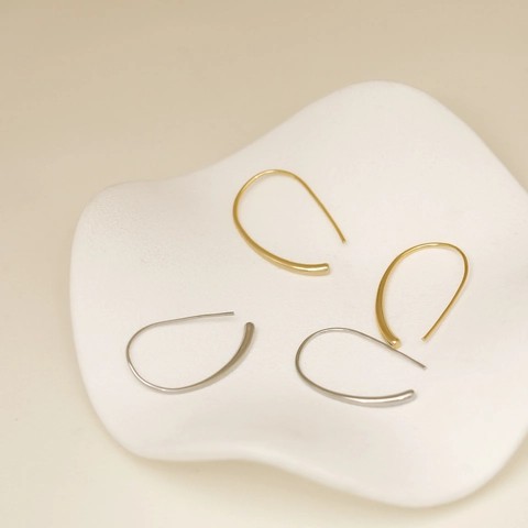 Pendientes de Gancho de Gota de Agua de Cobre Minimalistas Chapados en Oro Plata Joyería de Moda Coreana Para Mujer Oficina