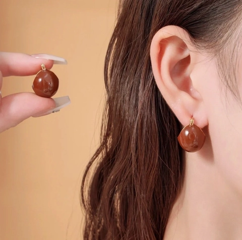 Boucles d'Oreilles Vintage en Émail Goutte d'Huile en Forme de C pour Femmes Cuivre Avec Tige en Argent Sterling 925 Bijoux Plaqués Or