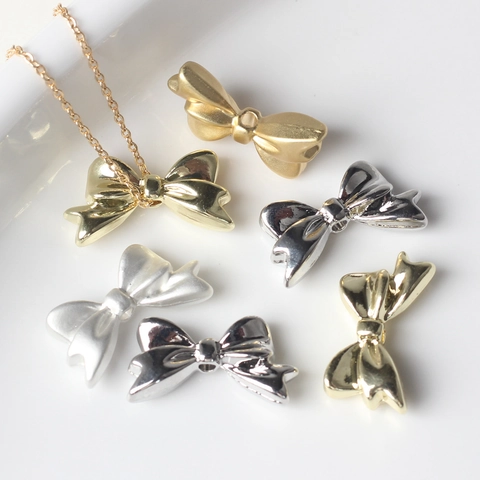 Semplici Perline Distanziatrici a Fiocco in Lega Ciondoli per Creazione Gioielli Fai-da-te Collana Bracciale Accessori Metallici