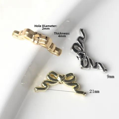 Breloques Nœud en Alliage Cœur Pendentifs en Métal Électroplaqué Ruban de Nœud pour Collier Bracelet Boucles d'Oreilles Bricolage Bijoux